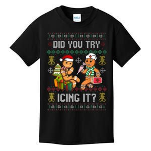 Did You Try Icing It Retro Christmas Gingerbread Nurse Squad Kids T-Shirt