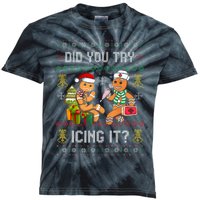 Did You Try Icing It Retro Christmas Gingerbread Nurse Squad Kids Tie-Dye T-Shirt