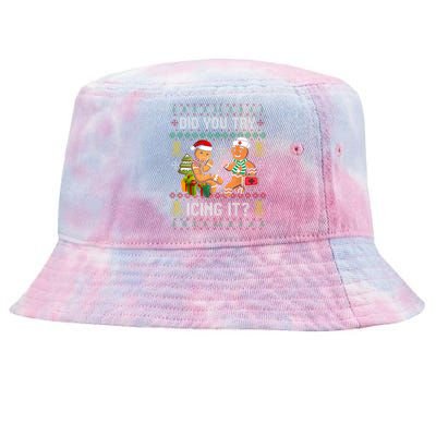 Did You Try Icing It Retro Christmas Gingerbread Nurse Squad Tie-Dyed Bucket Hat