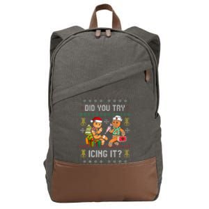 Did You Try Icing It Retro Christmas Gingerbread Nurse Squad Cotton Canvas Backpack