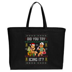 Did You Try Icing It Retro Christmas Gingerbread Nurse Squad Cotton Canvas Jumbo Tote