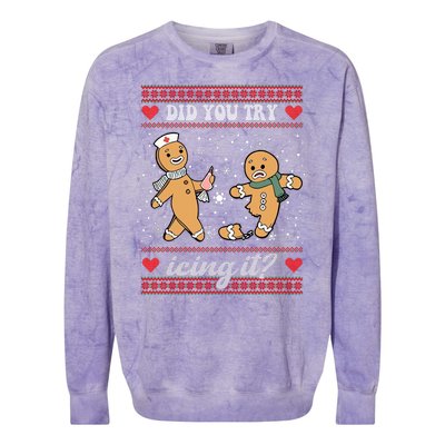 Did You Try Icing It Funny Christmas Gingerbread Cookie Colorblast Crewneck Sweatshirt