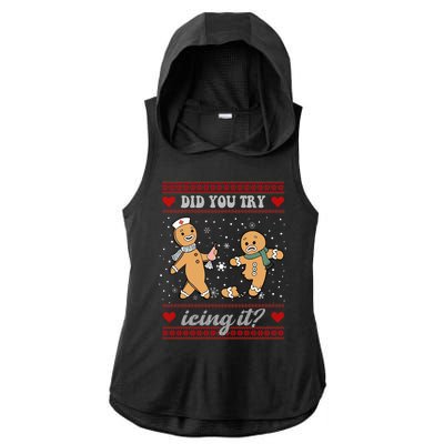 Did You Try Icing It Funny Christmas Gingerbread Cookie Ladies PosiCharge Tri-Blend Wicking Draft Hoodie Tank