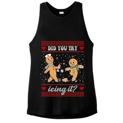 Did You Try Icing It Funny Christmas Gingerbread Cookie Ladies PosiCharge Tri-Blend Wicking Tank