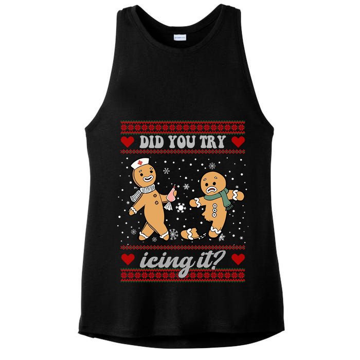Did You Try Icing It Funny Christmas Gingerbread Cookie Ladies PosiCharge Tri-Blend Wicking Tank