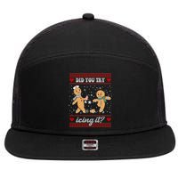 Did You Try Icing It Funny Christmas Gingerbread Cookie 7 Panel Mesh Trucker Snapback Hat