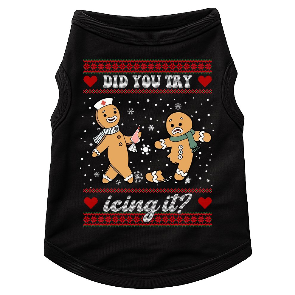 Did You Try Icing It Funny Christmas Gingerbread Cookie Doggie Tank