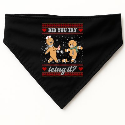 Did You Try Icing It Funny Christmas Gingerbread Cookie USA-Made Doggie Bandana