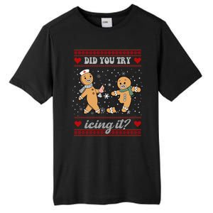 Did You Try Icing It Funny Christmas Gingerbread Cookie Tall Fusion ChromaSoft Performance T-Shirt