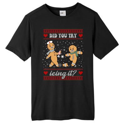 Did You Try Icing It Funny Christmas Gingerbread Cookie Tall Fusion ChromaSoft Performance T-Shirt