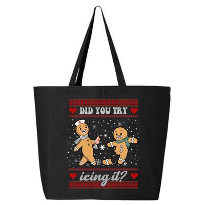 Did You Try Icing It Funny Christmas Gingerbread Cookie 25L Jumbo Tote