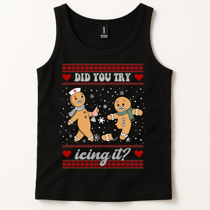 Did You Try Icing It Funny Christmas Gingerbread Cookie Tank Top