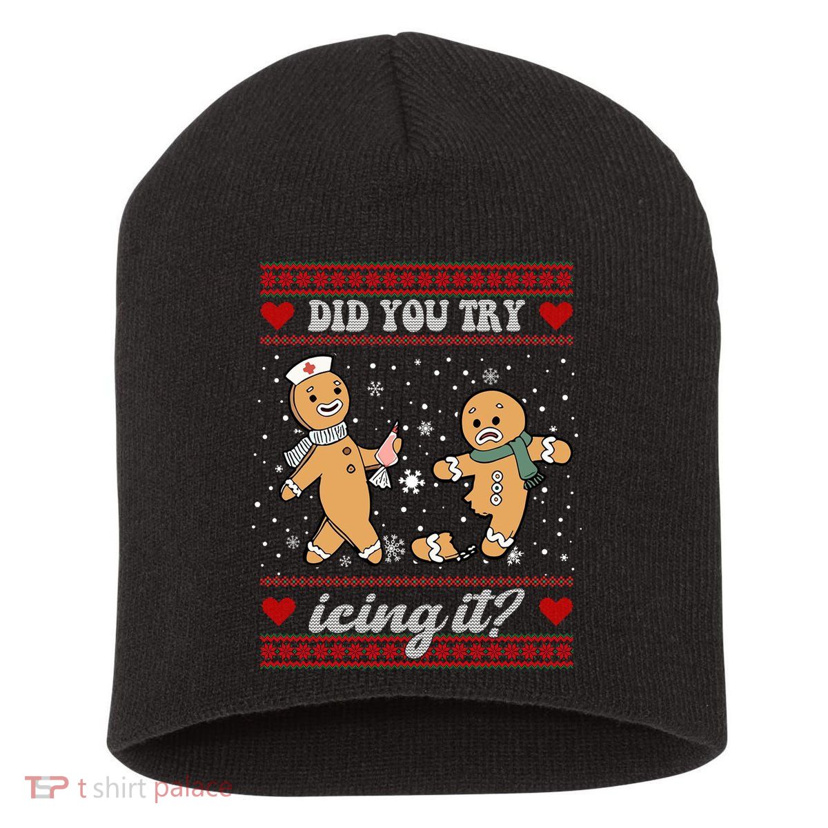 Did You Try Icing It Funny Christmas Gingerbread Cookie Short Acrylic Beanie