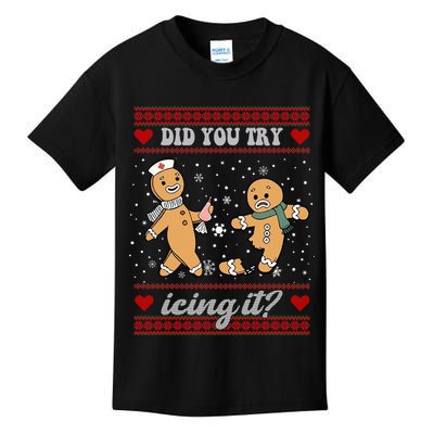 Did You Try Icing It Funny Christmas Gingerbread Cookie Kids T-Shirt