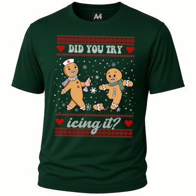 Did You Try Icing It Funny Christmas Gingerbread Cookie Cooling Performance Crew T-Shirt