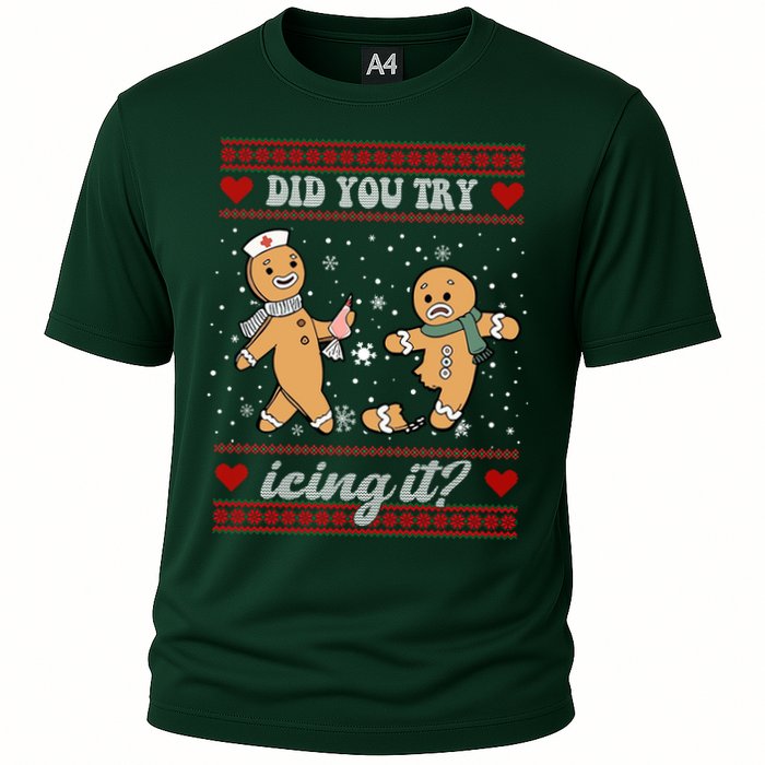 Did You Try Icing It Funny Christmas Gingerbread Cookie Performance Shirt