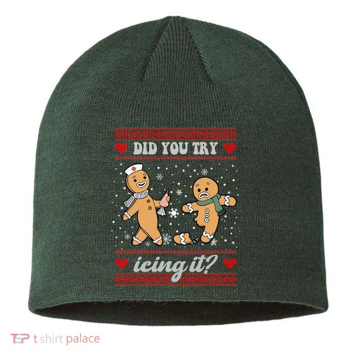 Did You Try Icing It Funny Christmas Gingerbread Cookie Sustainable Beanie