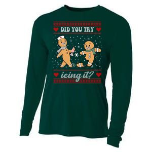 Did You Try Icing It Funny Christmas Gingerbread Cookie Cooling Performance Long Sleeve Crew