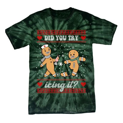 Did You Try Icing It Funny Christmas Gingerbread Cookie Tie-Dye T-Shirt