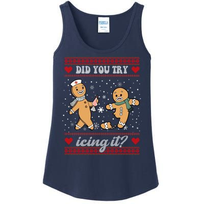 Did You Try Icing It Funny Christmas Gingerbread Cookie Ladies Essential Tank