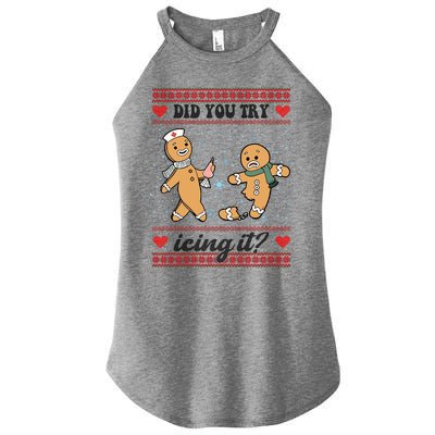 Did You Try Icing It Funny Christmas Gingerbread Cookie Women’s Perfect Tri Rocker Tank