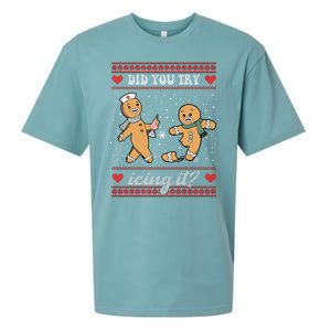 Did You Try Icing It Funny Christmas Gingerbread Cookie Sueded Cloud Jersey T-Shirt