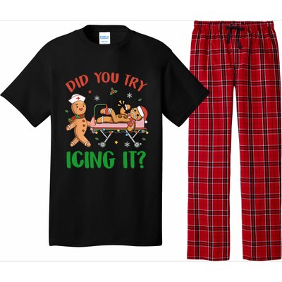 Did You Try Icing It Christmas Gingerbread Nurse Squad Funny Gift Pajama Set