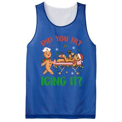 Did You Try Icing It Christmas Gingerbread Nurse Squad Funny Gift Mesh Reversible Basketball Jersey Tank