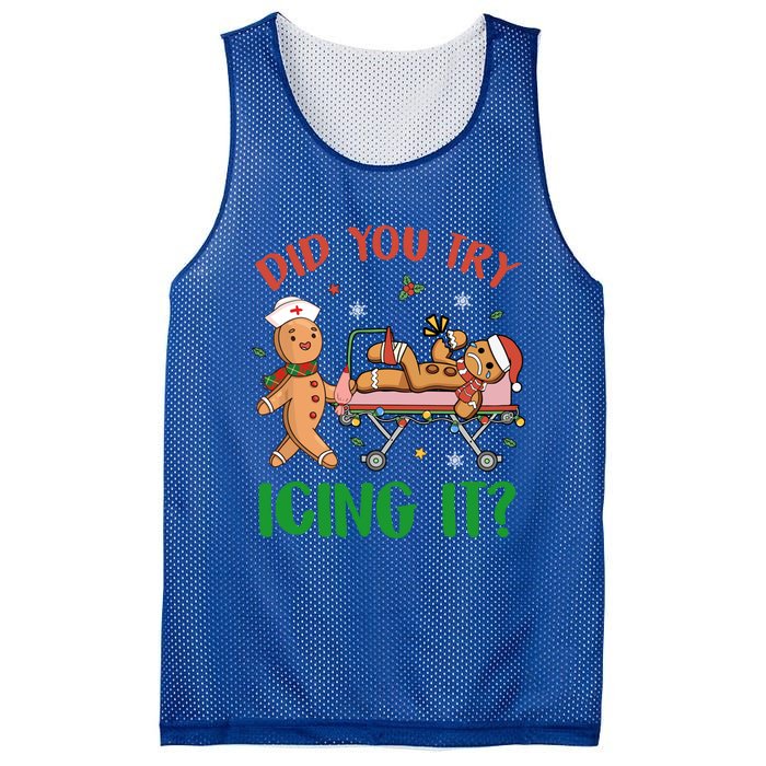 Did You Try Icing It Christmas Gingerbread Nurse Squad Funny Gift Mesh Reversible Basketball Jersey Tank