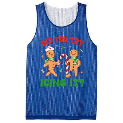 Did You Try Icing It Christmas Gingerbread Nurse Squad Funny Gift Mesh Reversible Basketball Jersey Tank