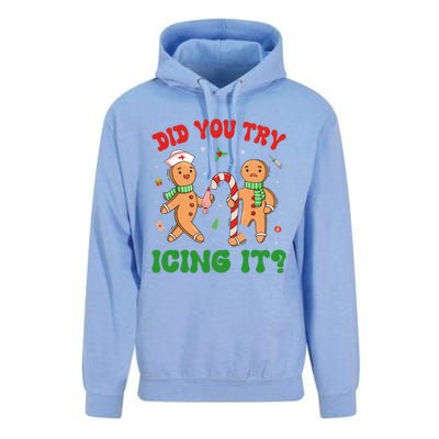 Did You Try Icing It Christmas Gingerbread Nurse Squad Funny Gift Unisex Surf Hoodie