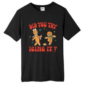 Did You Try Icing It Funny Christmas Nurse Gingerbread Man Tall Fusion ChromaSoft Performance T-Shirt