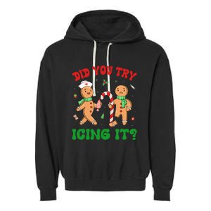 Did You Try Icing It Retro Christmas Gingerbread Nurse Squad Garment-Dyed Fleece Hoodie