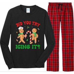 Did You Try Icing It Retro Christmas Gingerbread Nurse Squad Long Sleeve Pajama Set