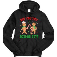 Did You Try Icing It Retro Christmas Gingerbread Nurse Squad Tie Dye Hoodie