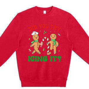 Did You Try Icing It Retro Christmas Gingerbread Nurse Squad Premium Crewneck Sweatshirt