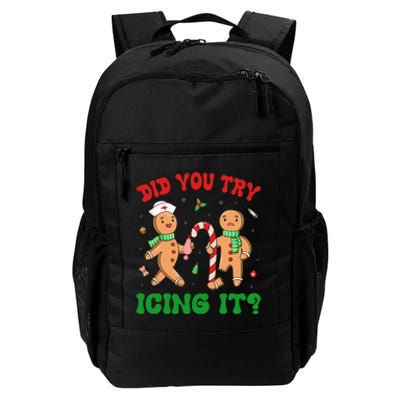 Did You Try Icing It Retro Christmas Gingerbread Nurse Squad Daily Commute Backpack