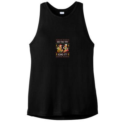 Did You Try Icing It Retro Christmas Gingerbread Nurse Squad Ladies PosiCharge Tri-Blend Wicking Tank