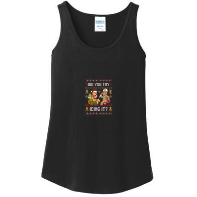 Did You Try Icing It Retro Christmas Gingerbread Nurse Squad Ladies Essential Tank