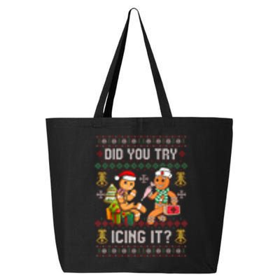 Did You Try Icing It Retro Christmas Gingerbread Nurse Squad 25L Jumbo Tote