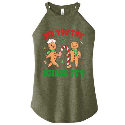 Did You Try Icing It Retro Christmas Gingerbread Nurse Squad Women’s Perfect Tri Rocker Tank