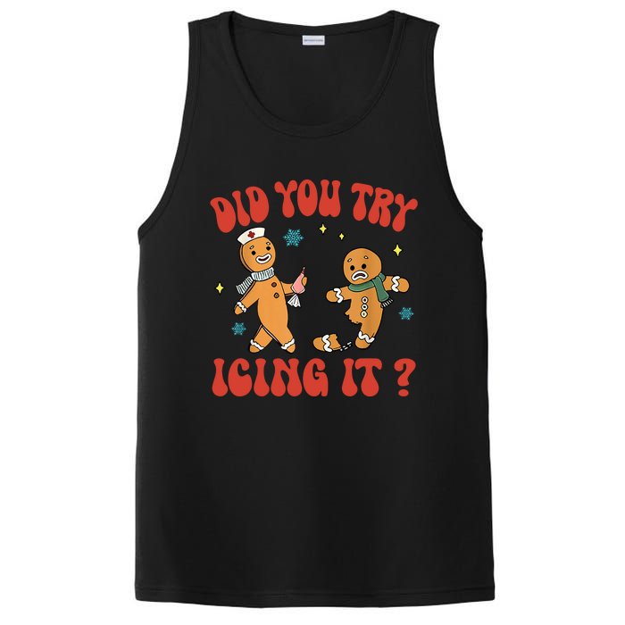 Did You Try Icing It Funny Christmas Nurse Gingerbread Man PosiCharge Competitor Tank