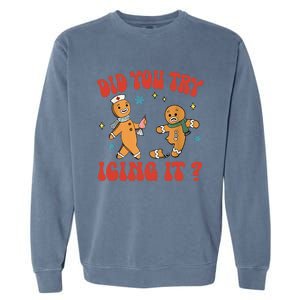 Did You Try Icing It Funny Christmas Nurse Gingerbread Man Garment-Dyed Sweatshirt