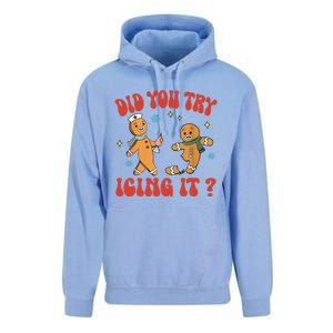 Did You Try Icing It Funny Christmas Nurse Gingerbread Man Unisex Surf Hoodie