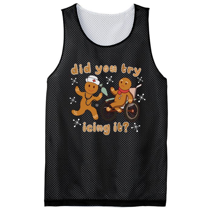 Did You Try Icing It Funny Gingerbread Nurse Christmas Xmas Mesh Reversible Basketball Jersey Tank