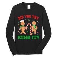 Did You Try Icing It Retro Christmas Gingerbread Nurse Squad Long Sleeve Shirt