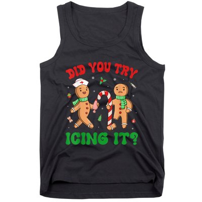 Did You Try Icing It Retro Christmas Gingerbread Nurse Squad Tank Top