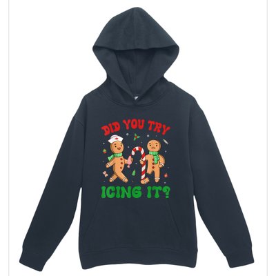 Did You Try Icing It Retro Christmas Gingerbread Nurse Squad Urban Pullover Hoodie