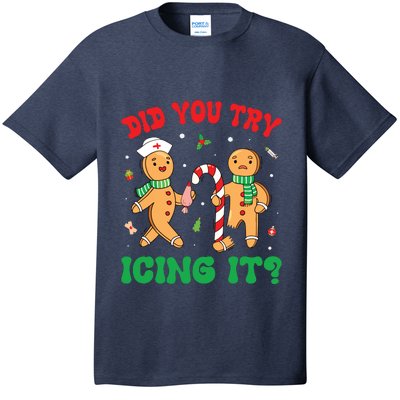 Did You Try Icing It Retro Christmas Gingerbread Nurse Squad T-Shirt