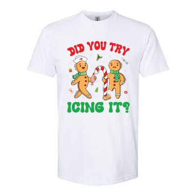 Did You Try Icing It Retro Christmas Gingerbread Nurse Squad Softstyle CVC T-Shirt